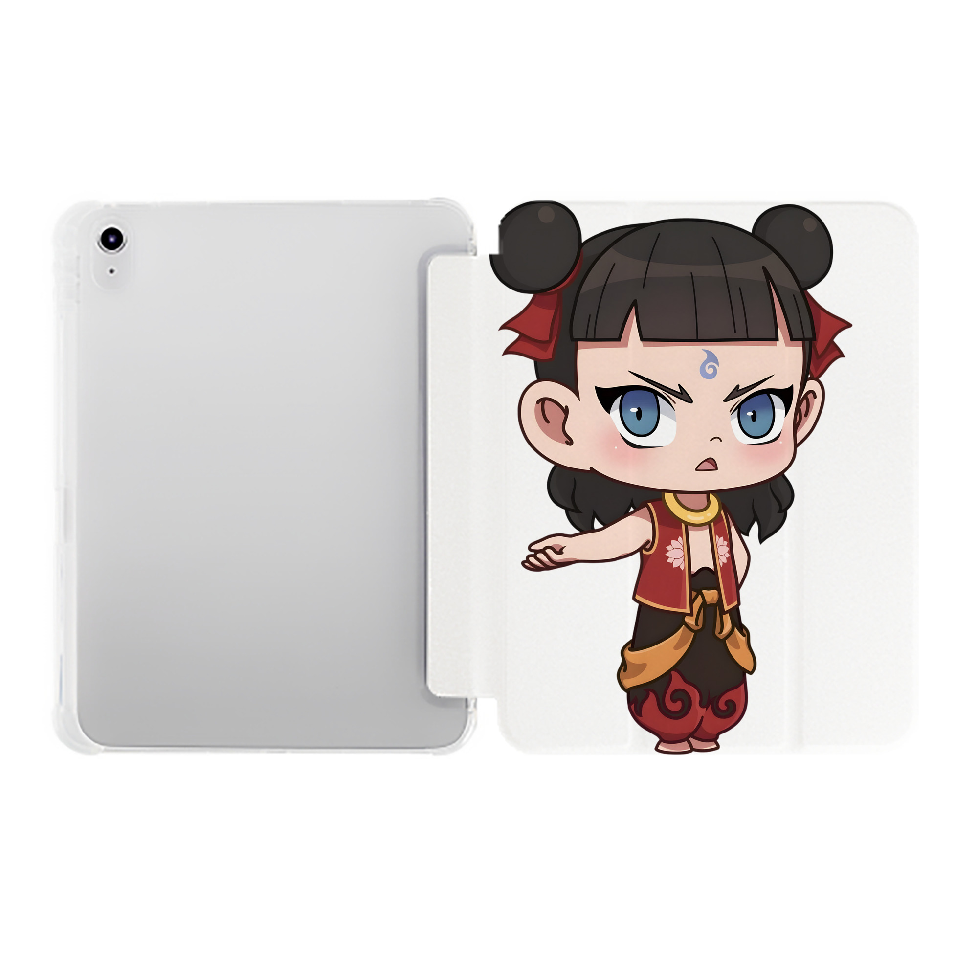 （画像用） Ne Zha 2 ナタ 魔童の大暴れ IPad ケース ペン収納付き 三つ折りスタンド PUレザー×シリコン 対応機種9.5/10.5/10.9インチ